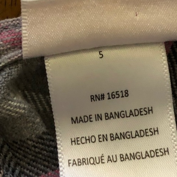 Girl's Youngland Gray & Pink Plaid Dress 5 - Picture 5 of 14